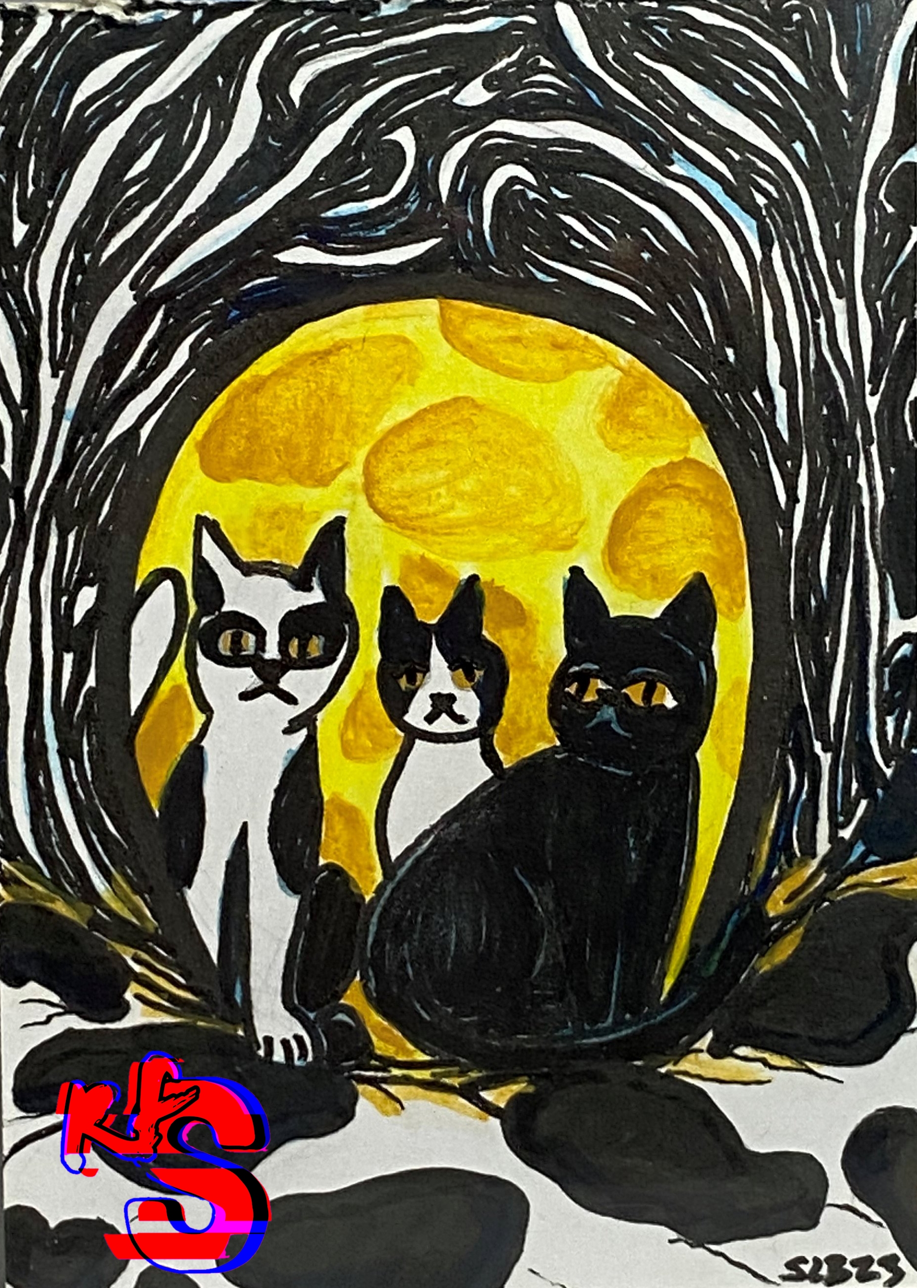 Creepy Cat Trio